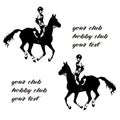 Riding a horse gallop, show jumping, set Royalty Free Stock Photo